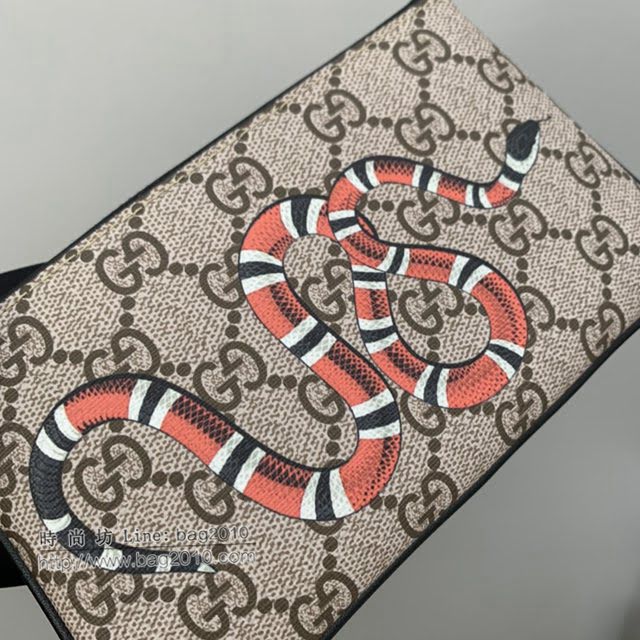 Gucci顶级男女包包 古驰GG Supreme蛇印花手拿包 522866  gdj1573